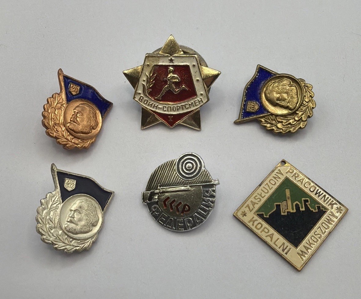 (6) Vintage Soviet USSR & Polish Pin Lot VTG
