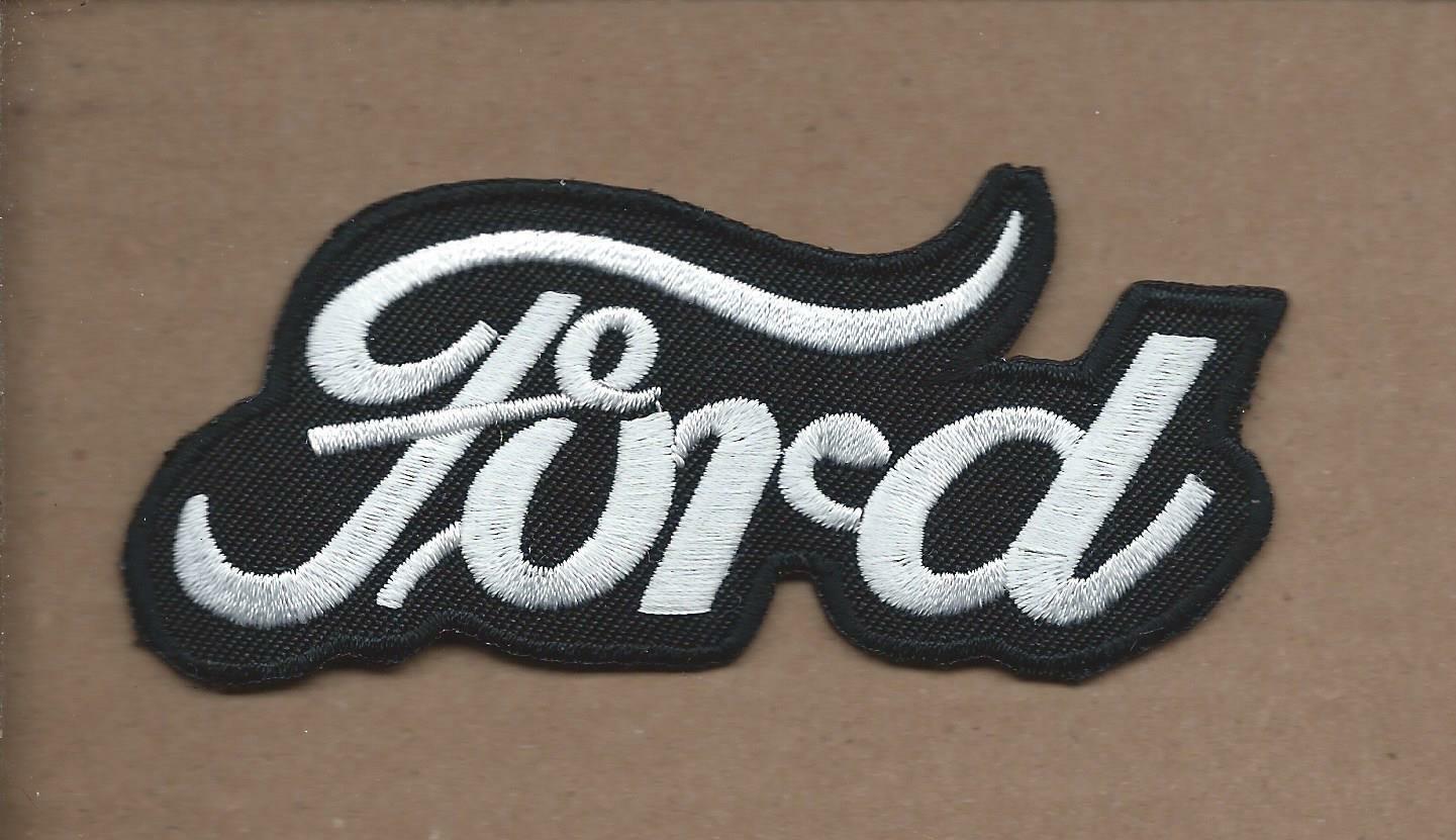 NEW 1 3/4 X 3 7/8 INCH BLACK FORD SCRIPT IRON ON PATCH  P1