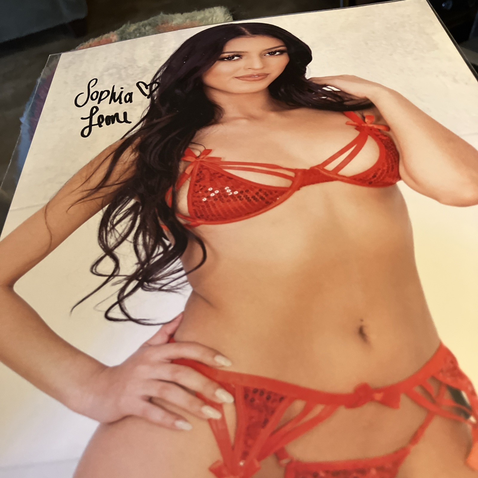 Sophia Leone Super Sexy Signed 8x10 Photo Porn Star Adult Model COA Rare