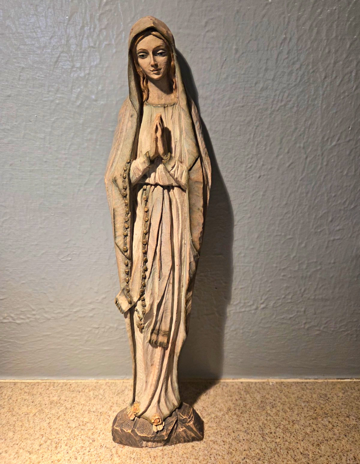 Vintage Italian Terracotta Our Lady of Lourdes Statue - 11.5\