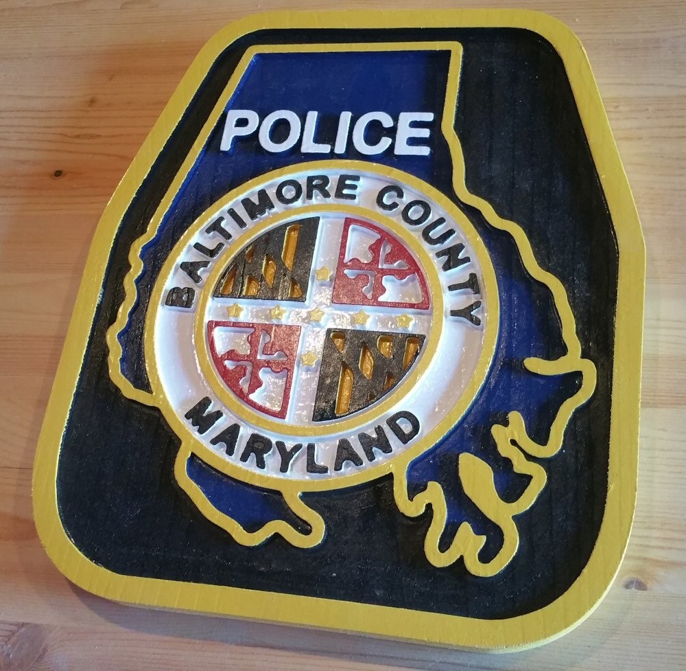 Police Baltimore County 3D routed carved wood patch plaque sign Custom