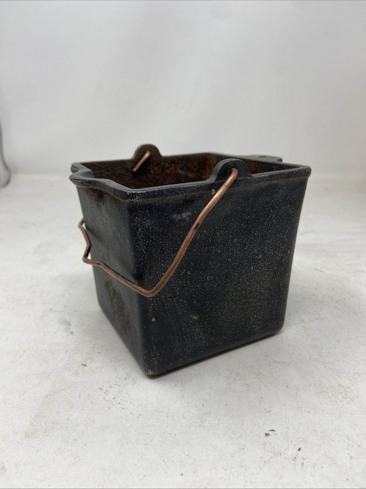 Vintage Griswold Cast Iron Grease Receptacle- 1482 Grease Jar Pot Square Shaped