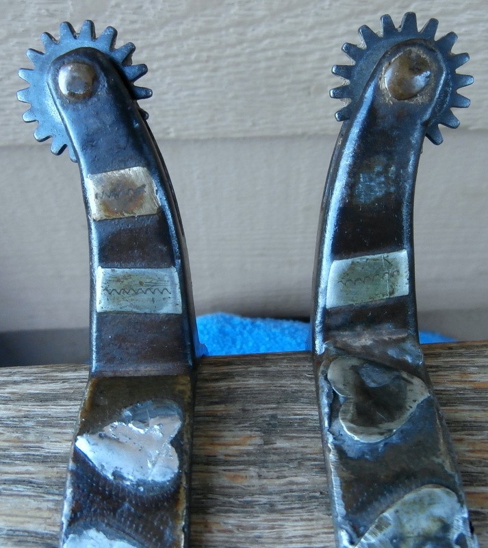 Old Antique Kelly Bros. Iron Heart Design Cowboy Horse Spurs