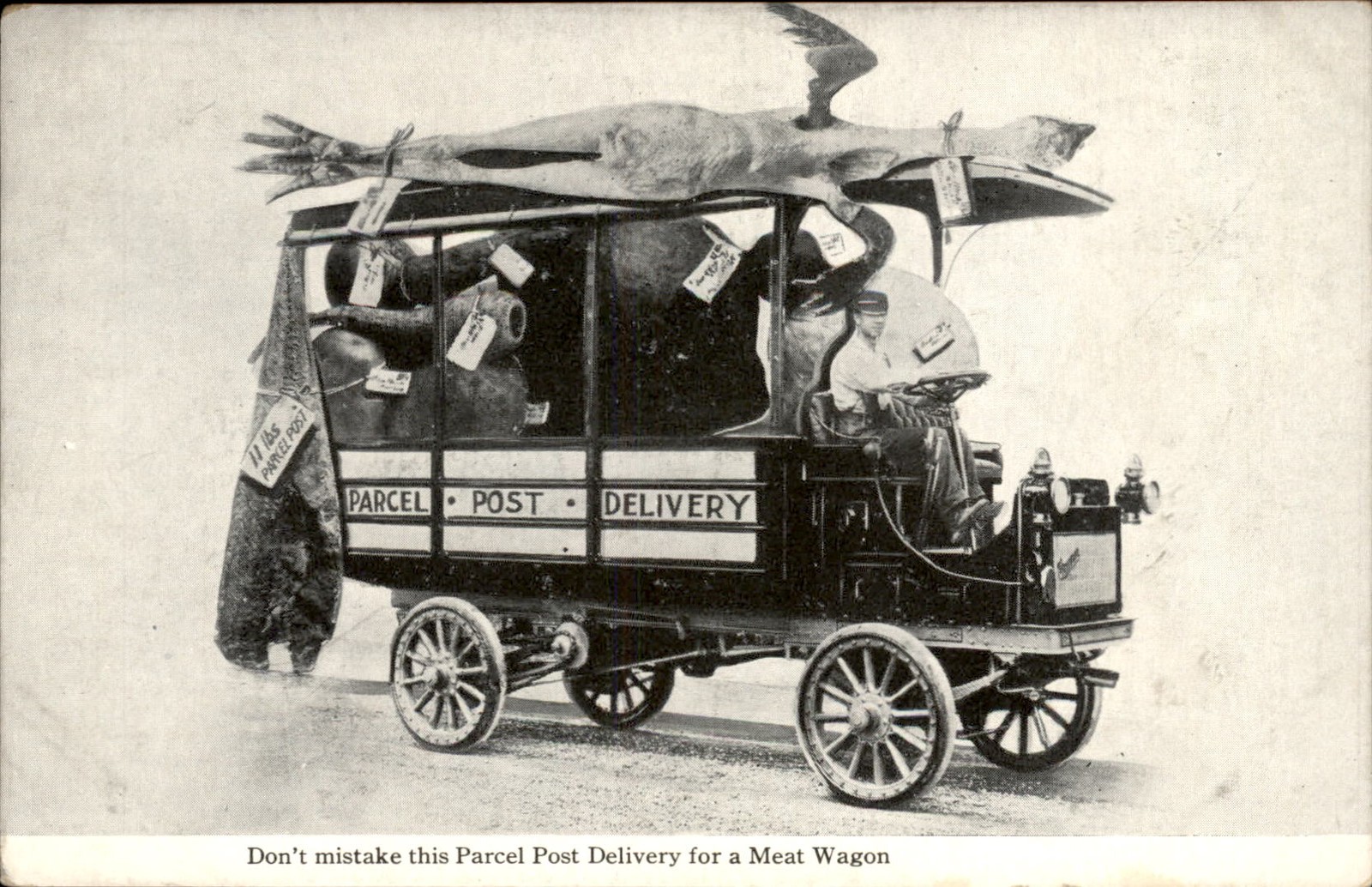 Parcel Post Delivery Wagon Humor Mail Delivery c1910s Vintage Postcard bhn