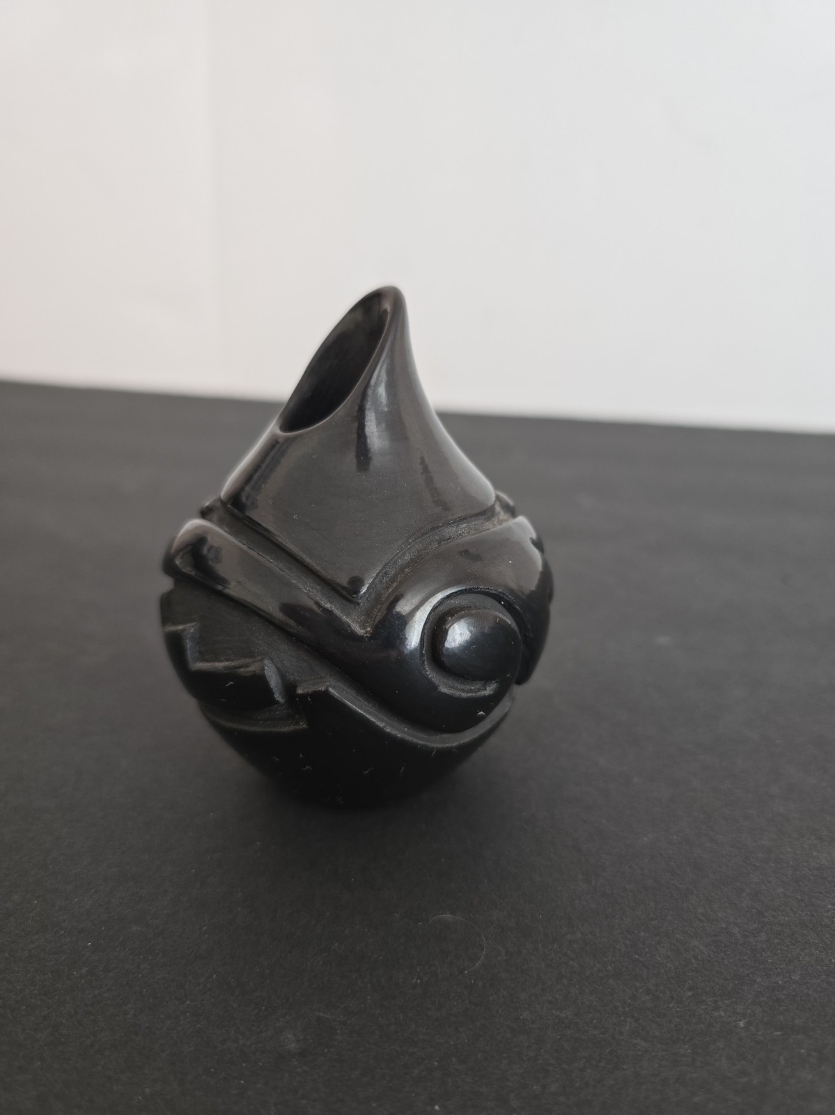 Denise Chavarria Santa Clara Pueblo Blackware Carved Pottery Jar Signed