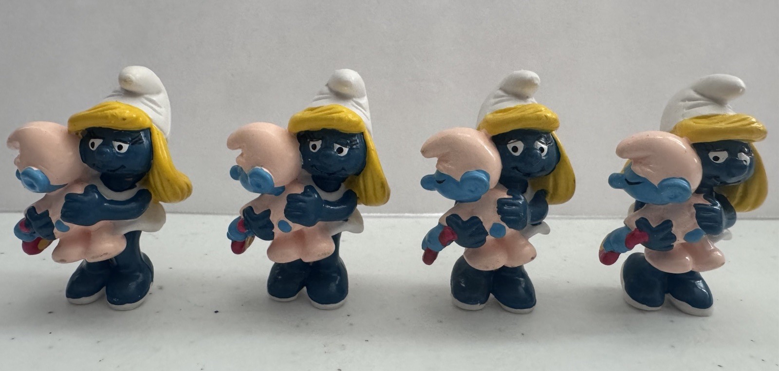 Vintage 1984 Schleich Peyo Smurfette Holding Baby Smurf Figurines Lot of