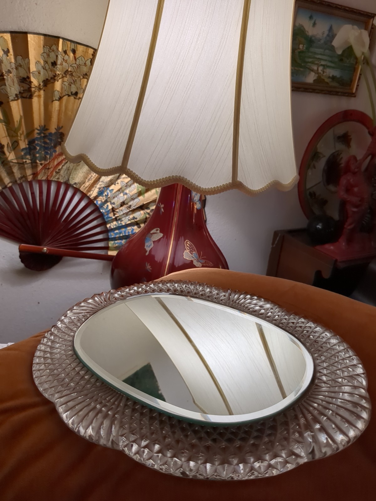 Antique Venetian Italian Murano Glass Vanity Mirror Perfume Tray 13.25x9.5x1” A+
