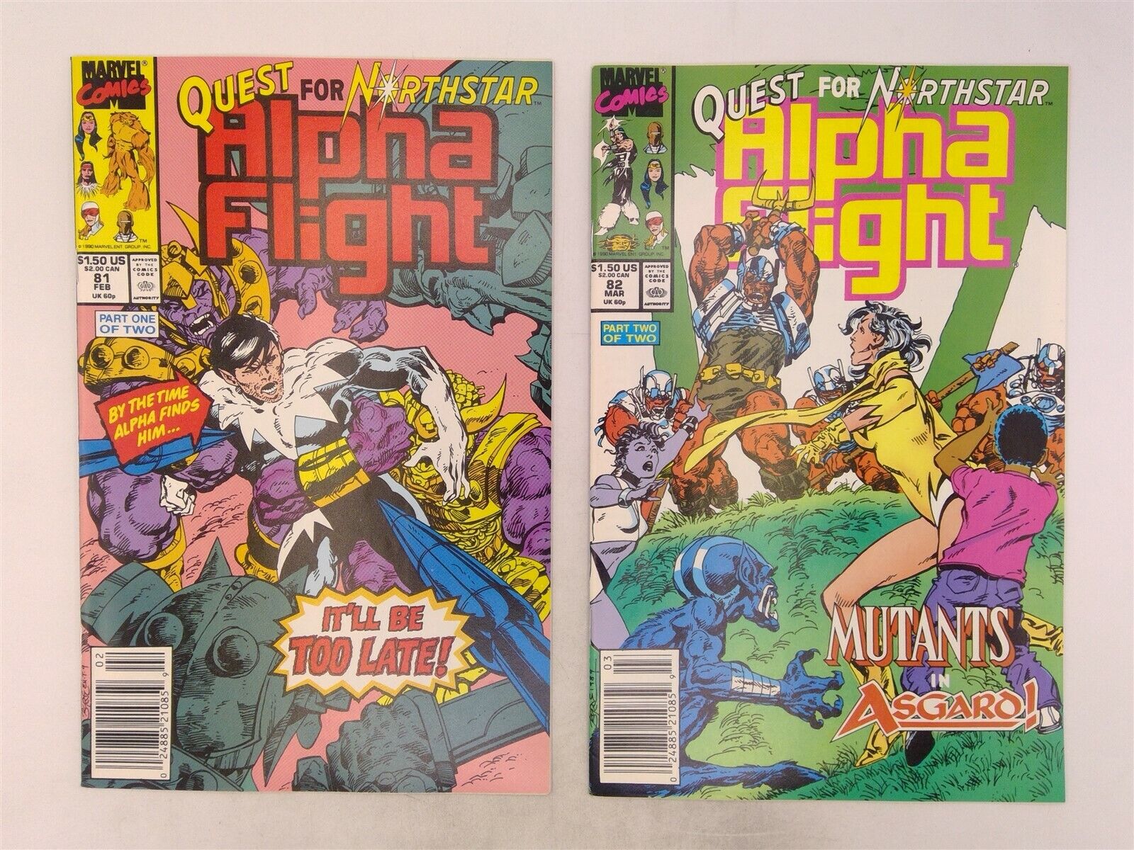 Alpha Flight #81 & 82 Marvel Comics 1990 VF+ Quest for Northstar