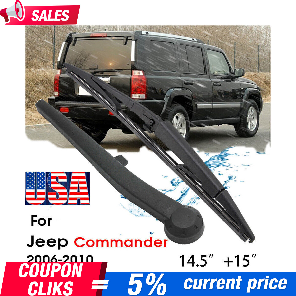 New Rear Windshield Wiper Arm & Blade For Jeep Commander 2006-2010 ∫