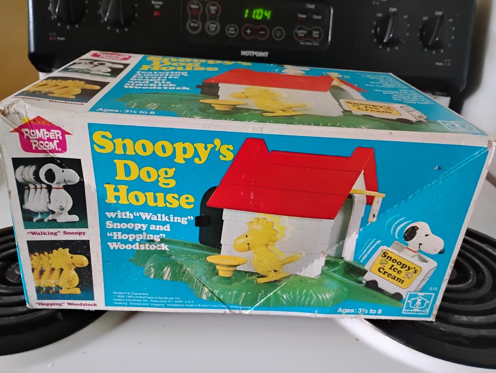 New 1958-1965 Snoopy’s Dog House w/ Walking Snoopy & Hopping Woodstock 