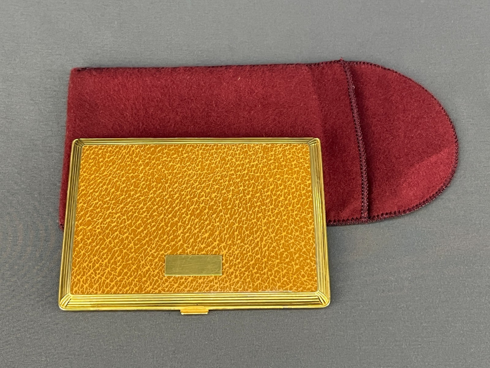 Vintage Evans Case Co. Enameled Gold-Tone Cigarette Case w/Pouch c. 1940's (J)