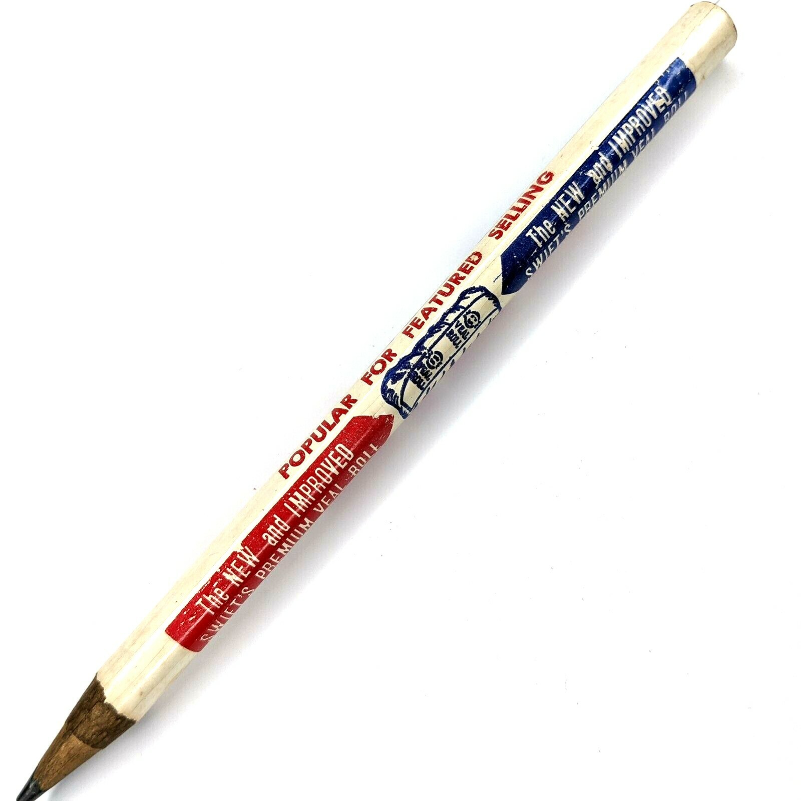 c1950s Swift's Premium Veal Roll Advertising Jumbo Wood Pencil Sausage Food G23
