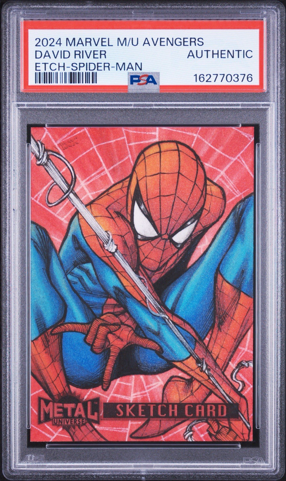🔥2024 Marvel Metal Universe Avengers Spider-Man #1/1 Artist David River Etch