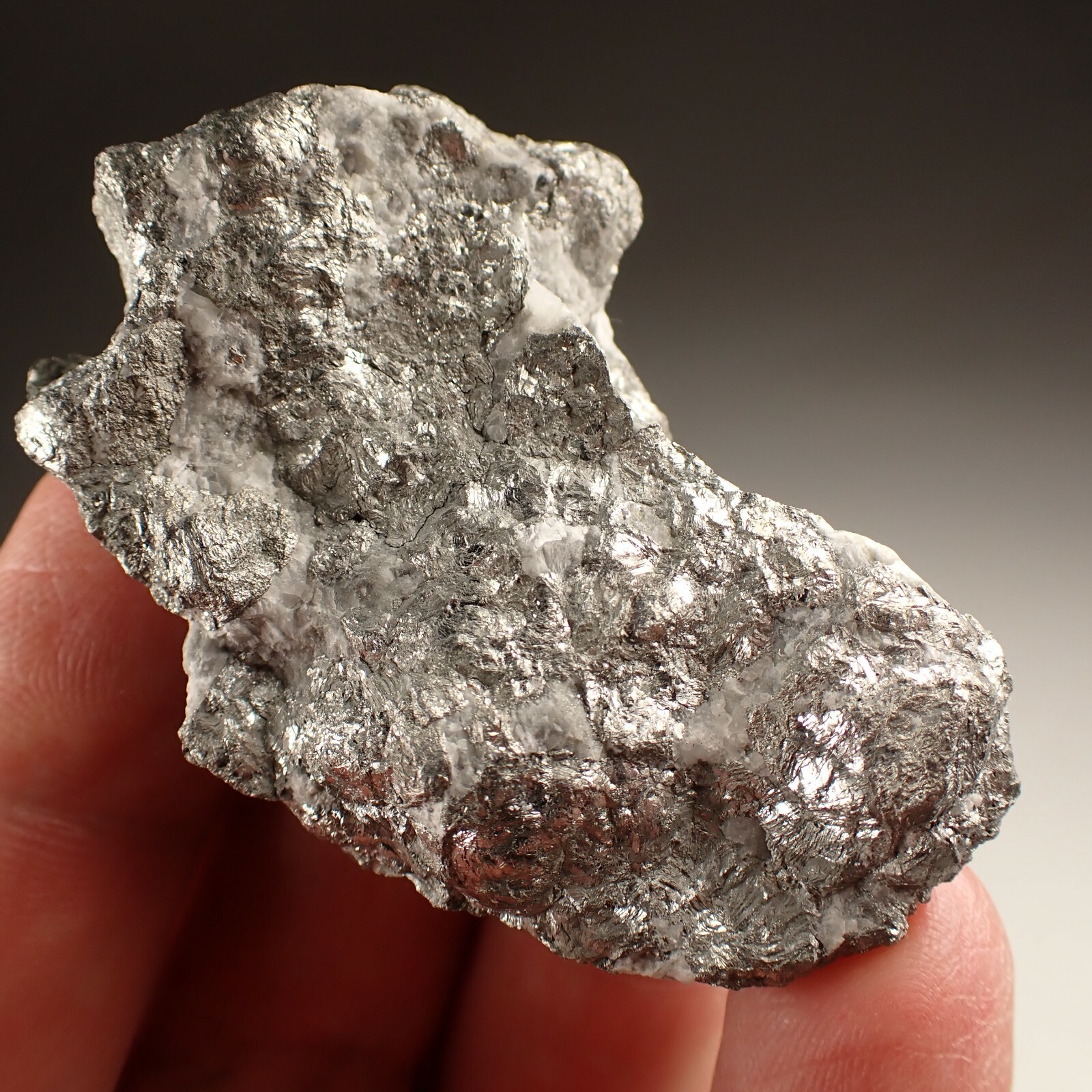ANTIMONY *SILVERY-BRIGHT AGGREGATE WITH CRYSTALS *RARE  Pribram, CZECH REPUBLIC