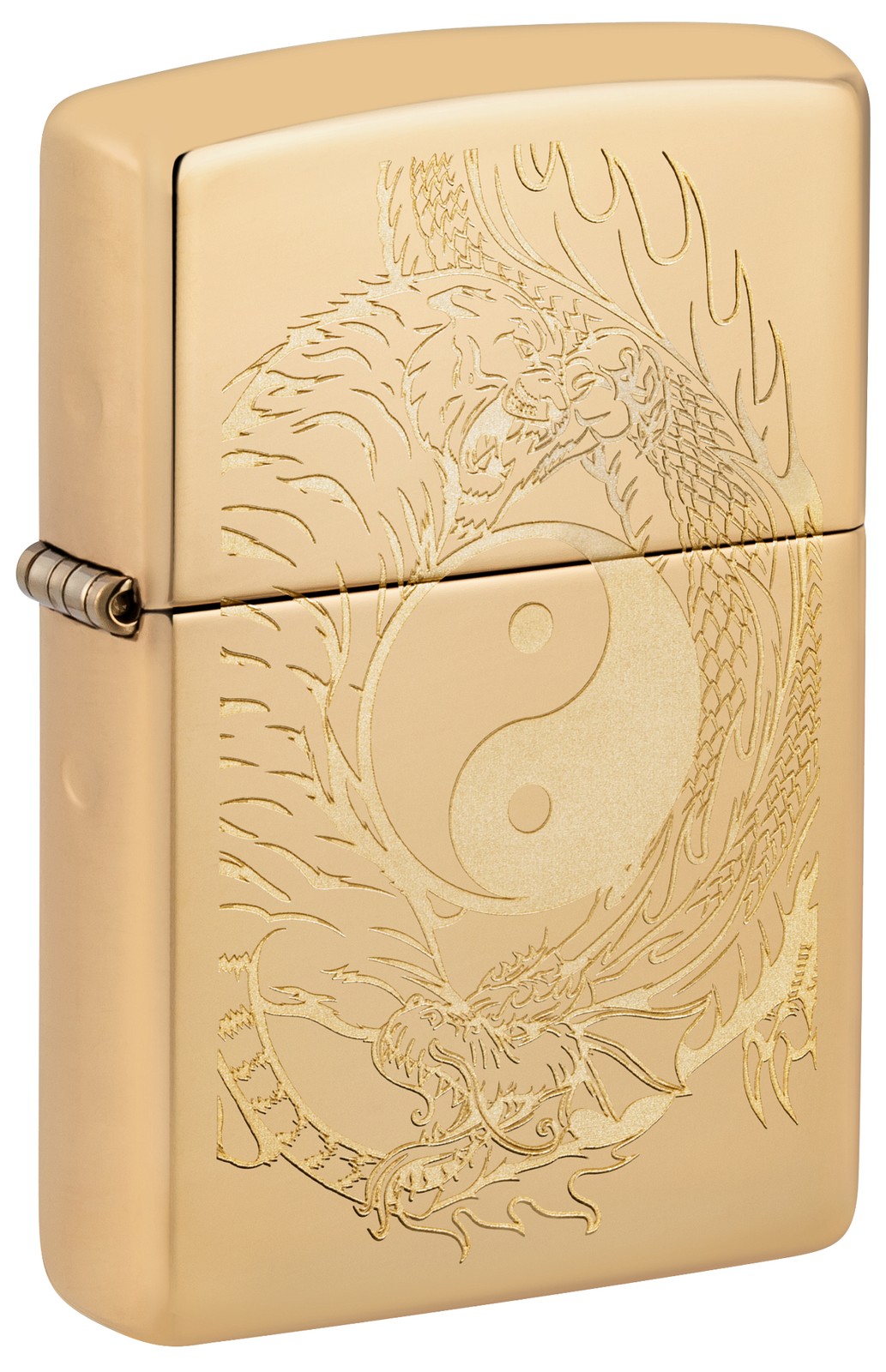 Zippo Tiger and Dragon Design High Polish Brass Windproof Pocket Lighter, 49024