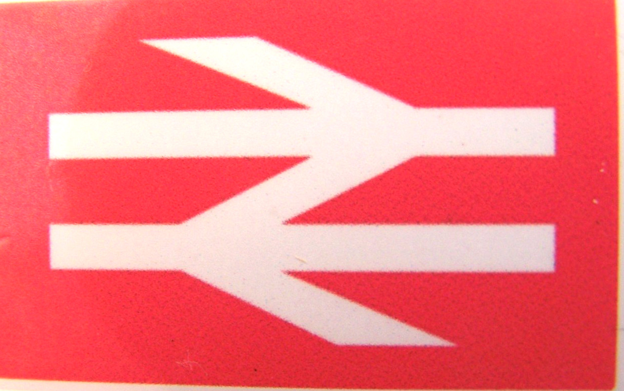 FOUR Older Style BRITISH RAIL Red Logo Stickers (50mm x30mm)
