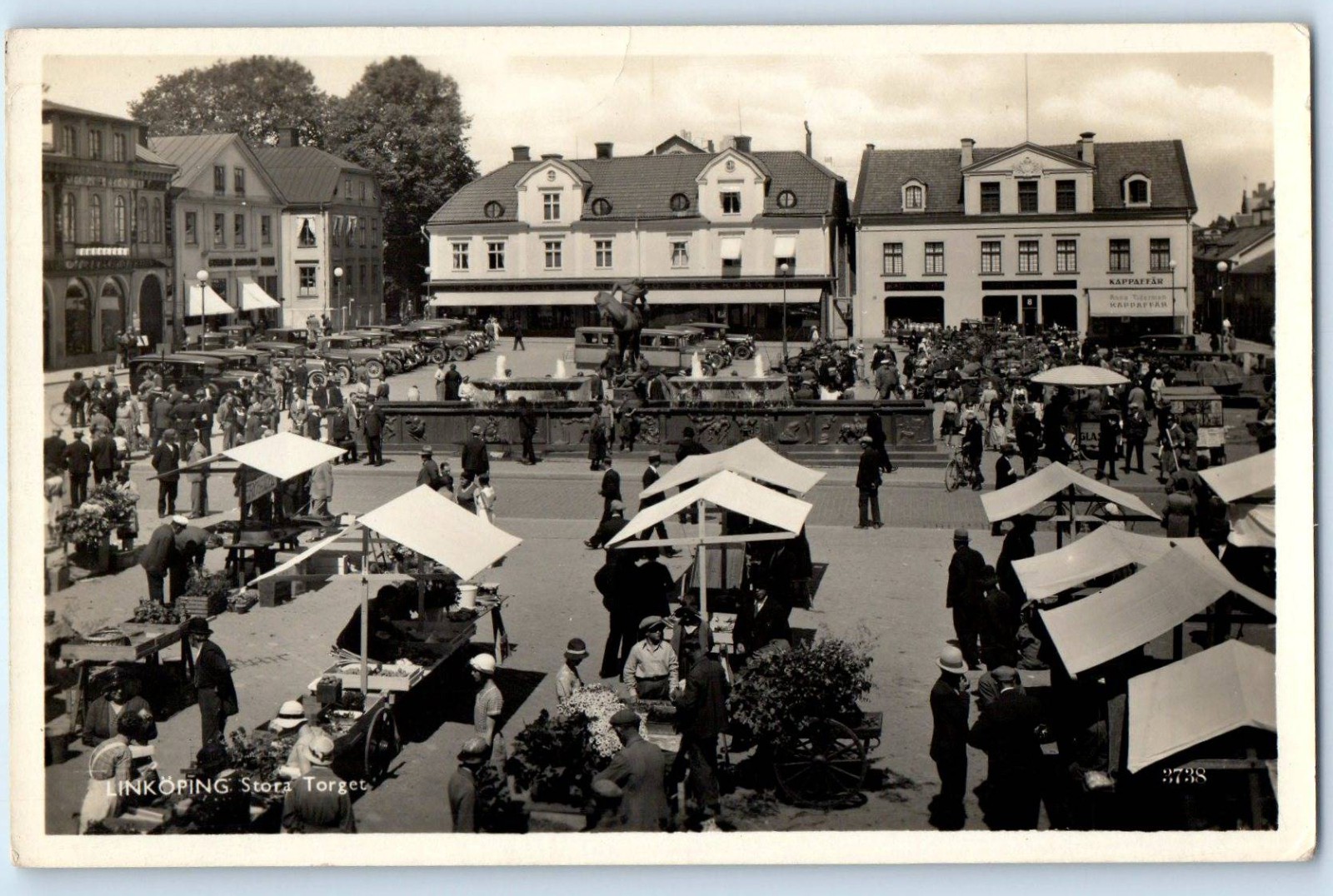 Östergötland Sweden Postcard Linkoping Stora Torget c1920\'s RPPC Photo