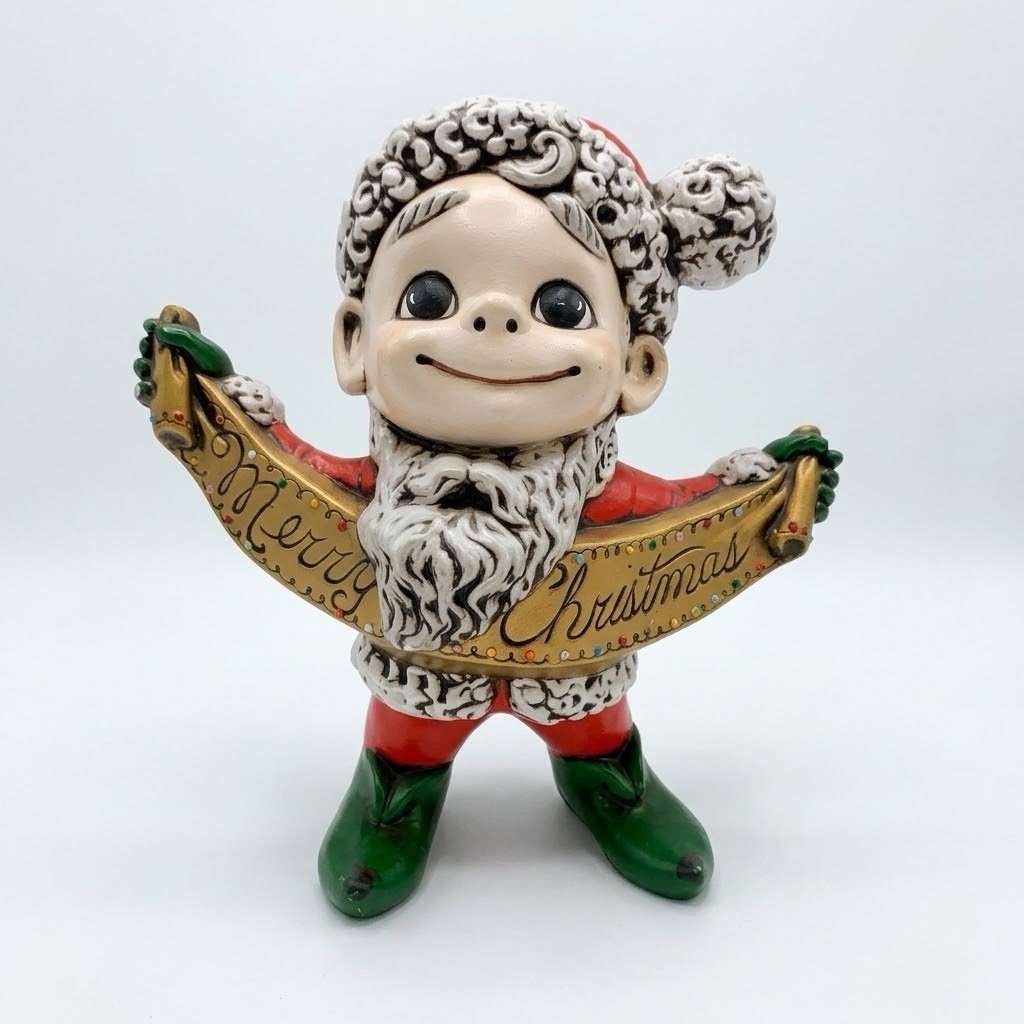 VTG 1970s Atlantic Mold Ceramic Christmas Elf Santa Figurine Merry Christmas 10