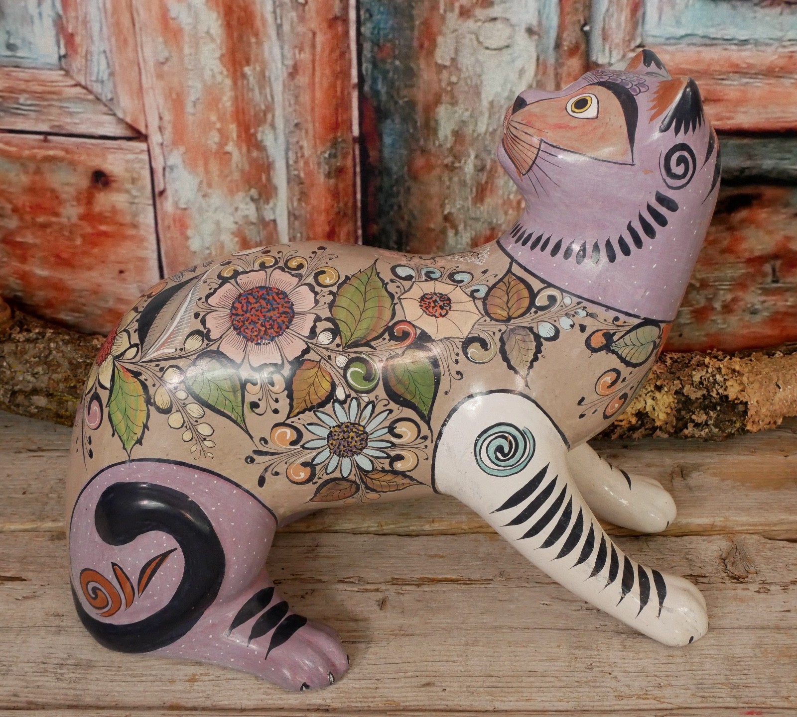 Burnished Pottery Cat Tonala 