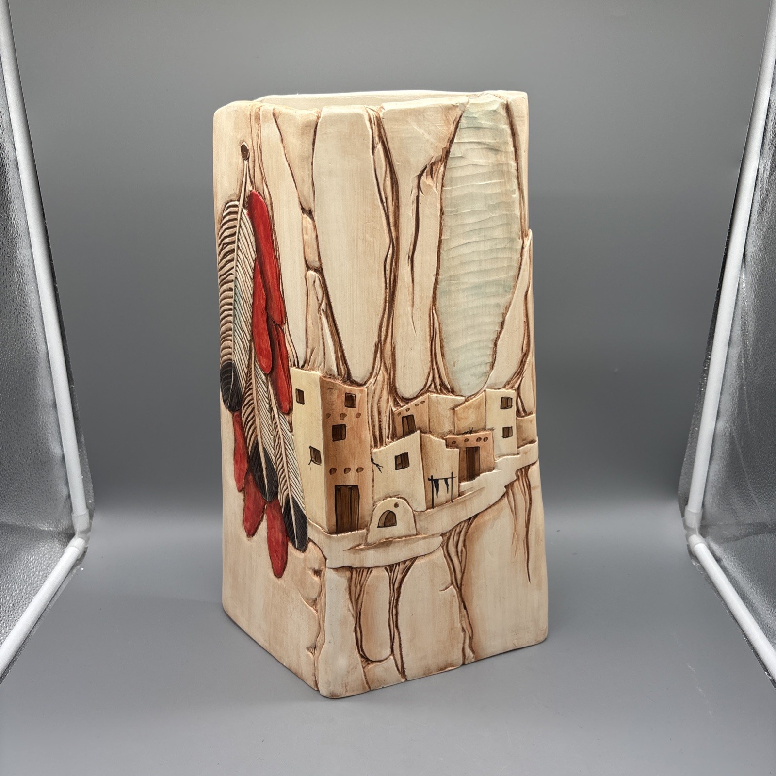 Janet Haefner Large Adobe Pueblo Pottery Sculpture 17” Southwest Art Signed