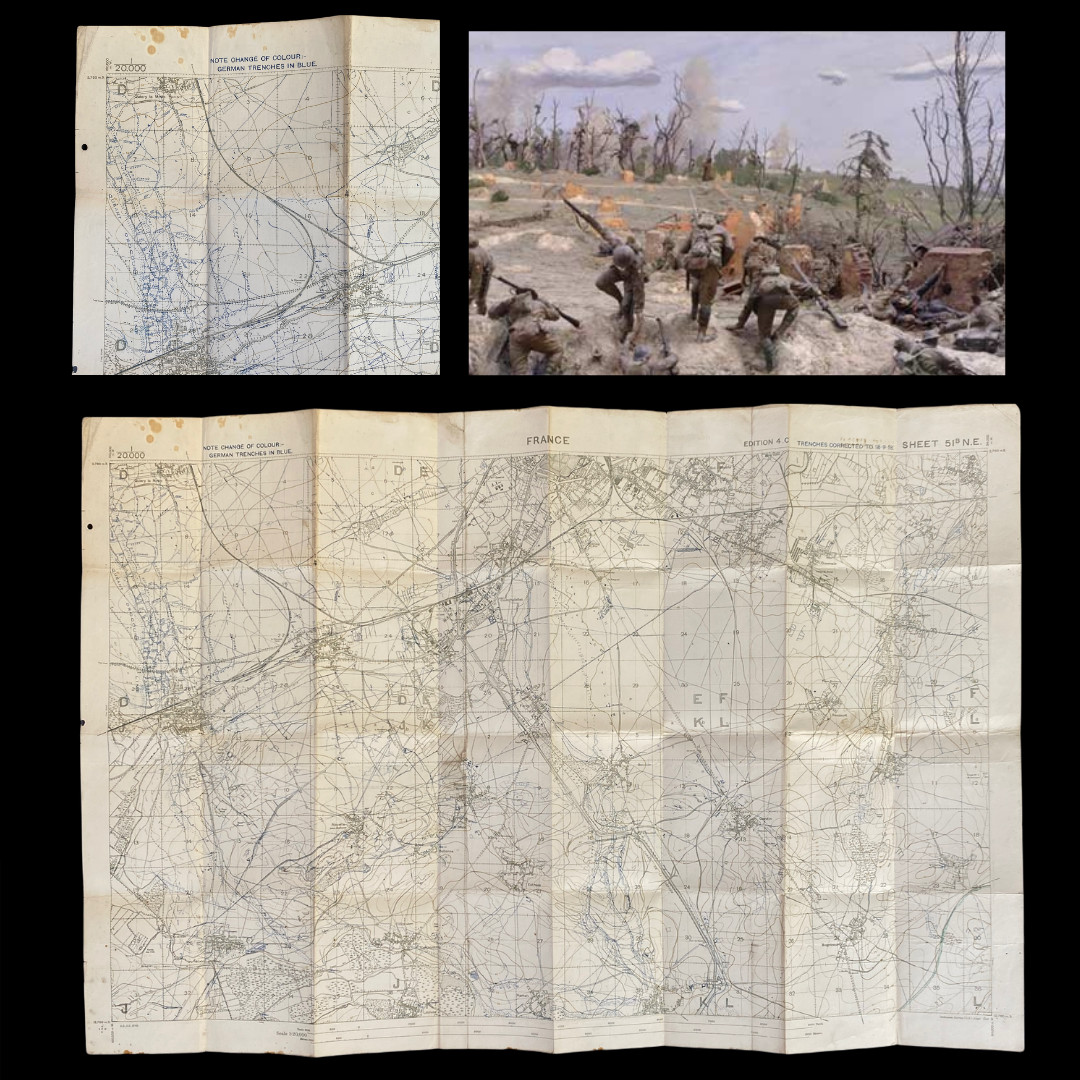 RARE WWI BEF Hundred Days Offensive Trench Map German Trenches September 1918