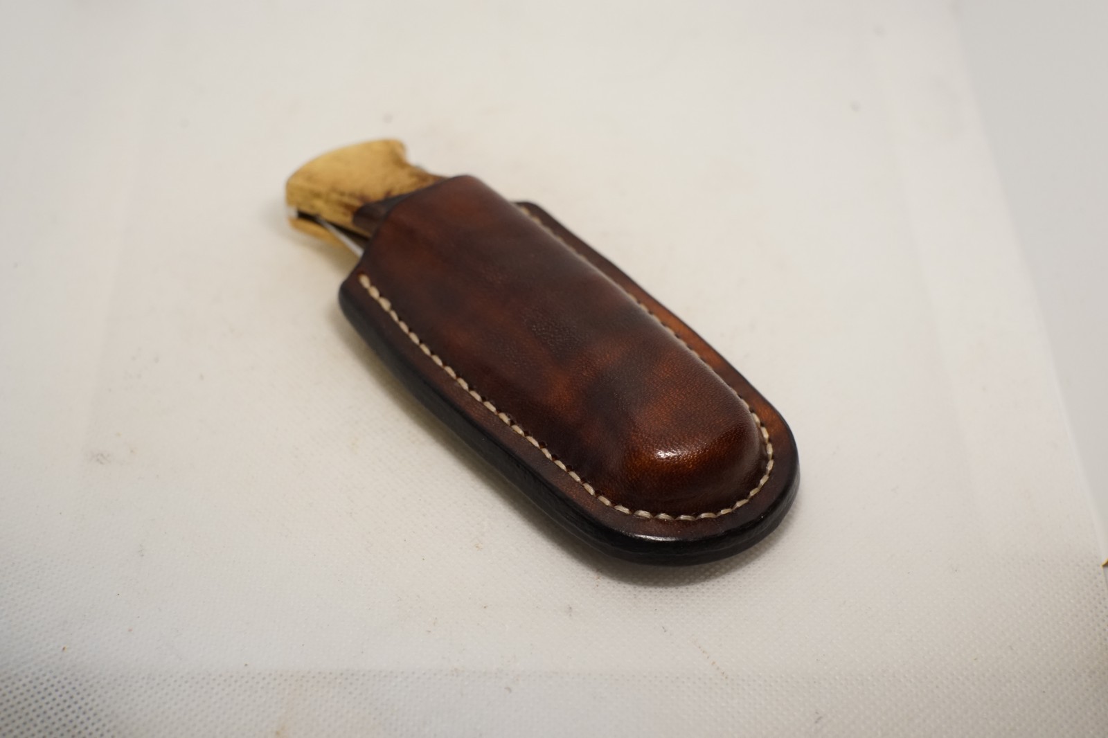 handmade buck 110 custom leather sheath dark brown, waxed, Sheath Only