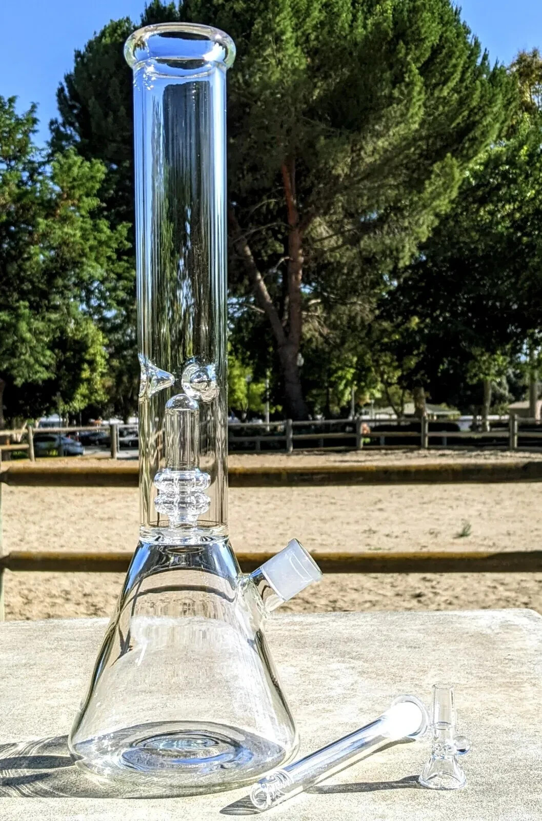 16 Inch Big Showerhead Perc Glass Bong Quality Tobacco Smoking Water Pipe Hookah