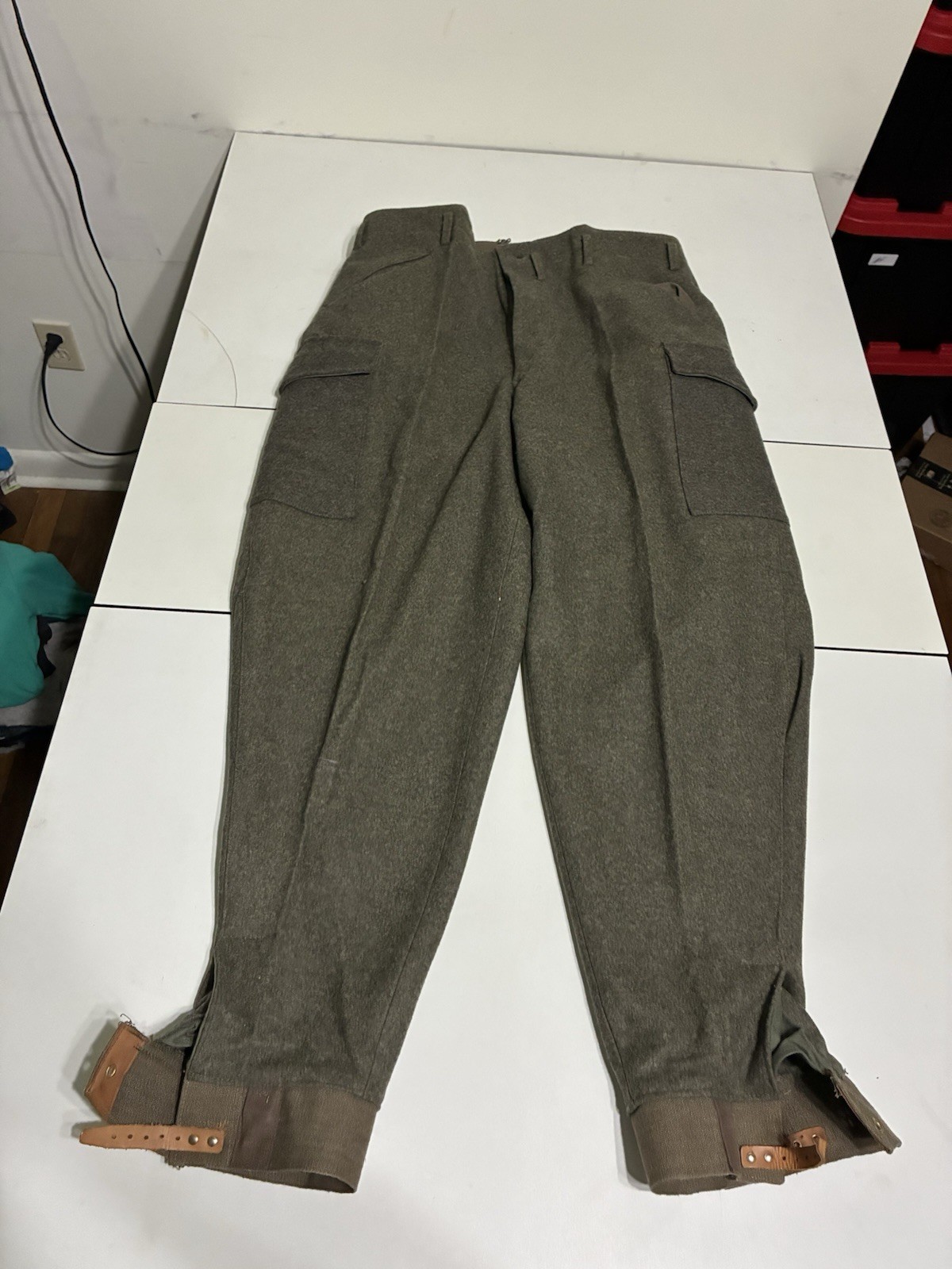 Vintage World War 2 Pants Olive Green Sweedish Military Wool Cargo Tactical