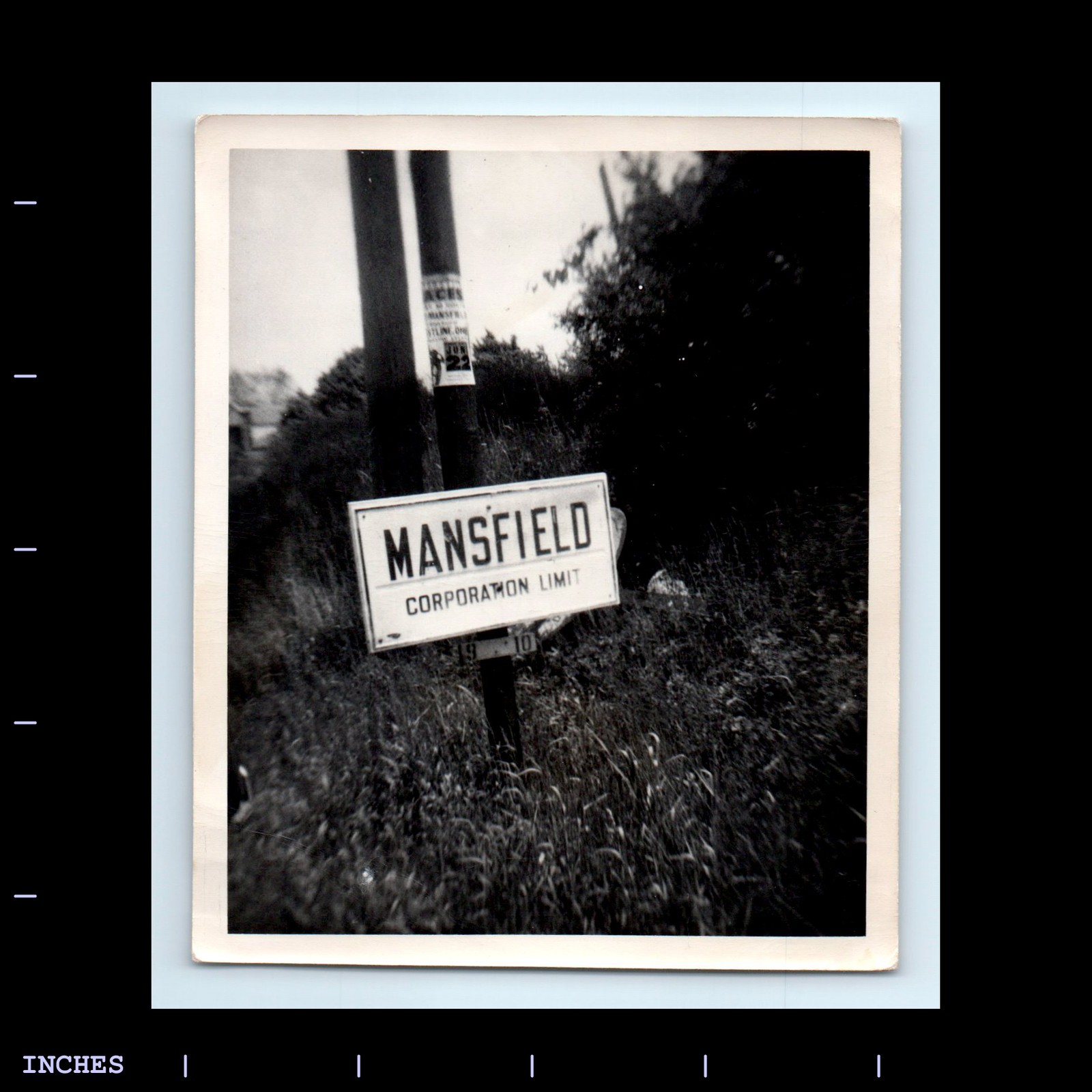 Old Vintage Photo MANSFIELD CORPORATION LIMIT CITY HIGHWAY SIGN