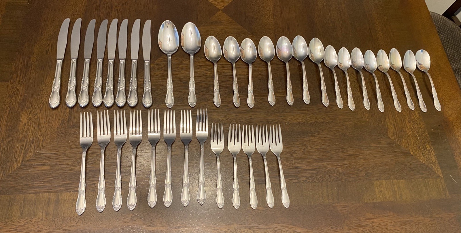 38 Pieces William Rogers Stainless Flatware Floral Pattern 