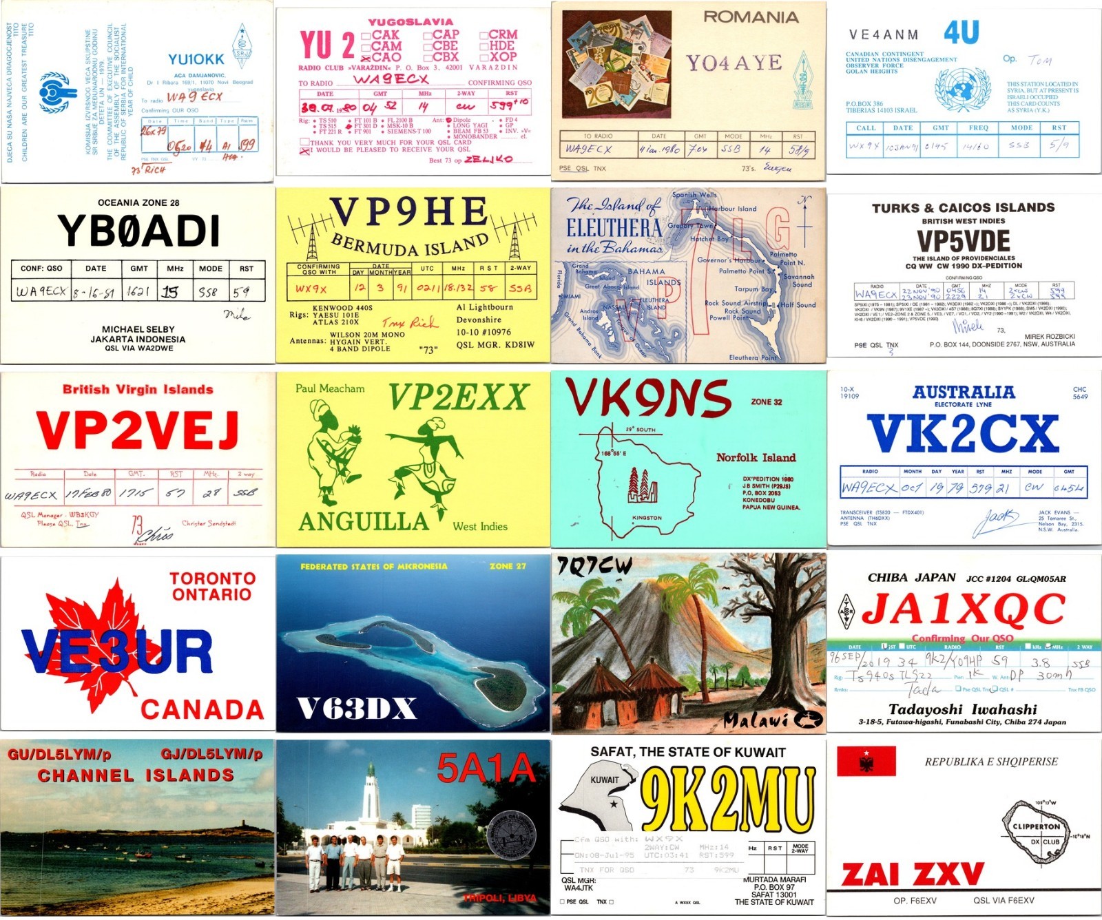 The World in 50 DX QSL Cards Vintage Ham Radio Cards Lot N01