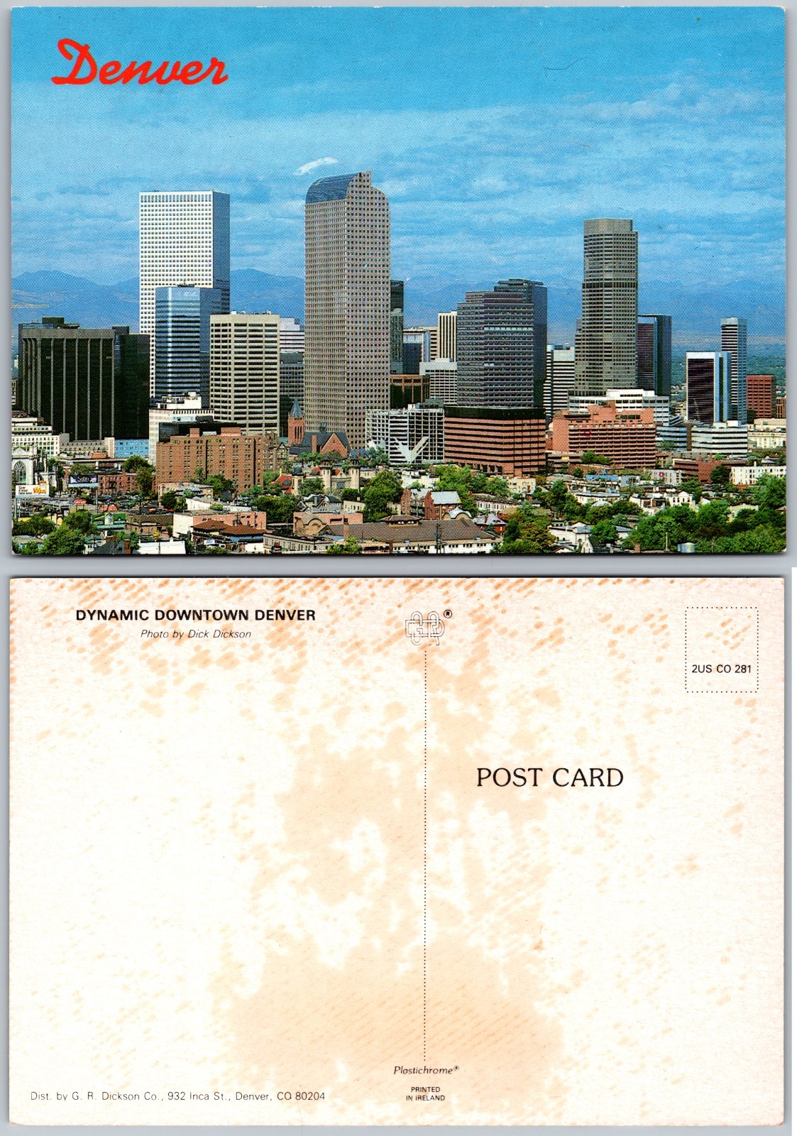 Continental Downtown Denver Colorado Skyline Buildings Postcard