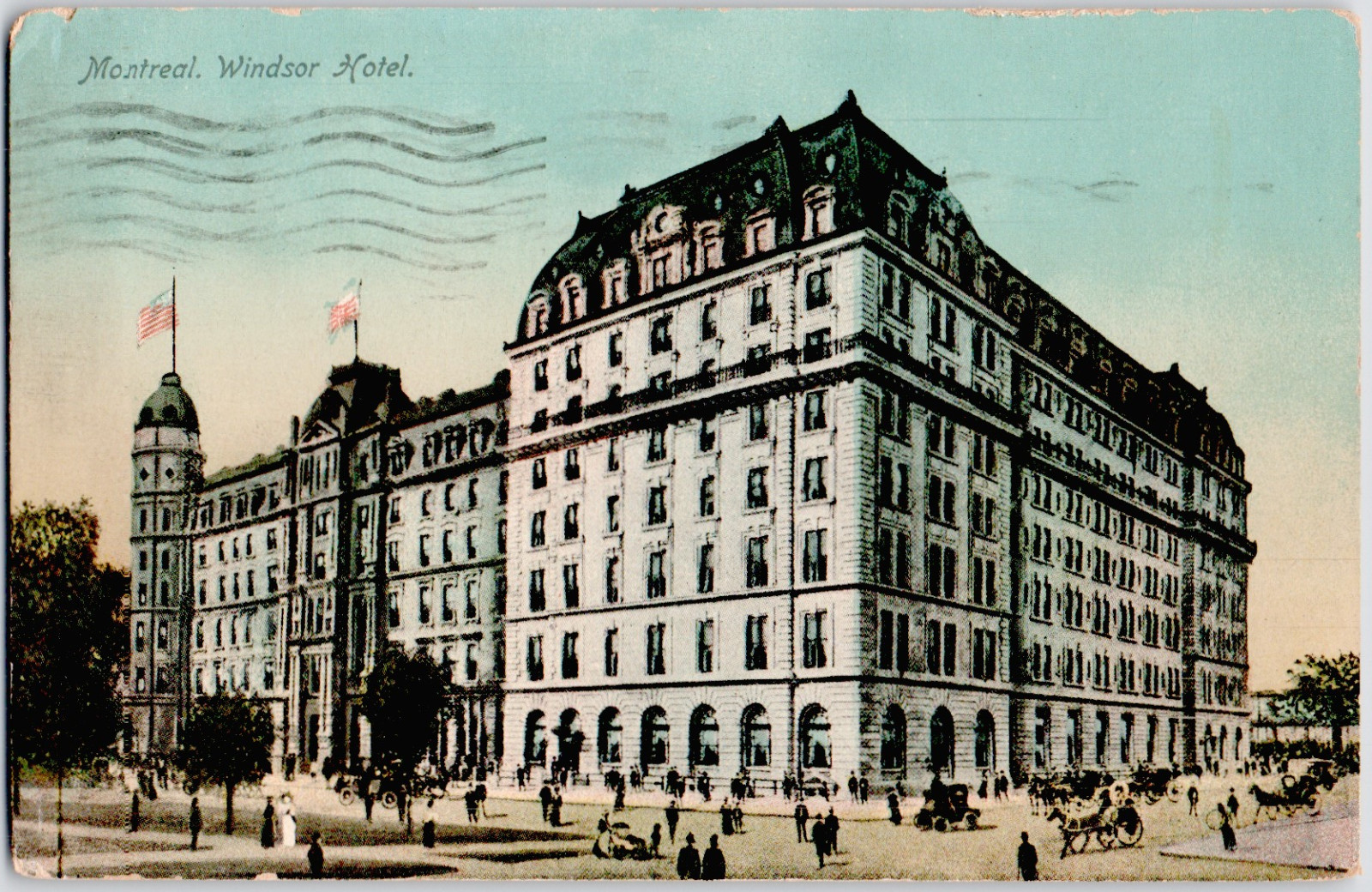 Canada Quebec Montreal Windsor Hotel Facade Carriages Street View 1910 Postcard
