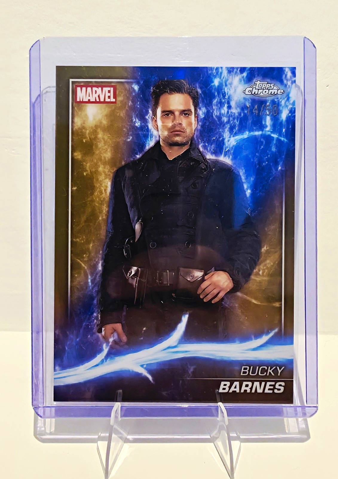 Topps 2025 Chrome Marvel Studios Serial 14/50 Bucky Barnes Gold Refractor