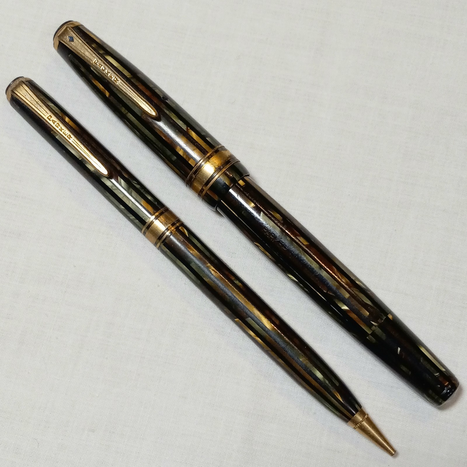 1941 PARKER Duovac Senior Fountain Pen & Duofold Mechanical Pencil Vintage Set