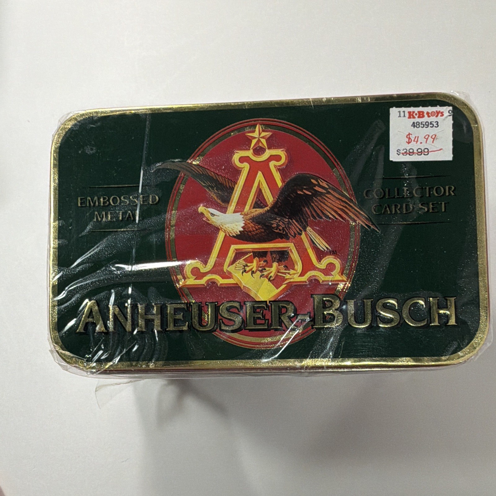 Lot of 2 Anheuser Busch Embossed Metal Collector Card Set Tins Sealed Budweiser