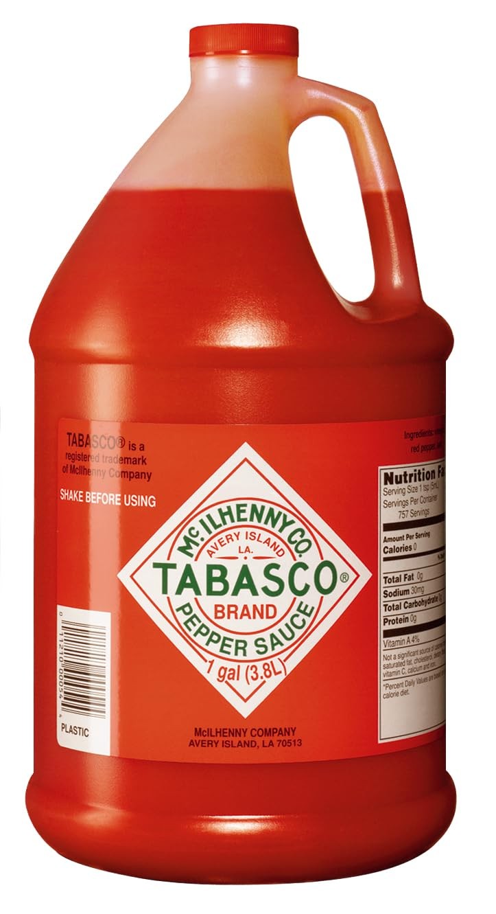 Tabasco Brand Original Red Pepper Hot Sauce Medium Heat Bulk Plastic Jug Three