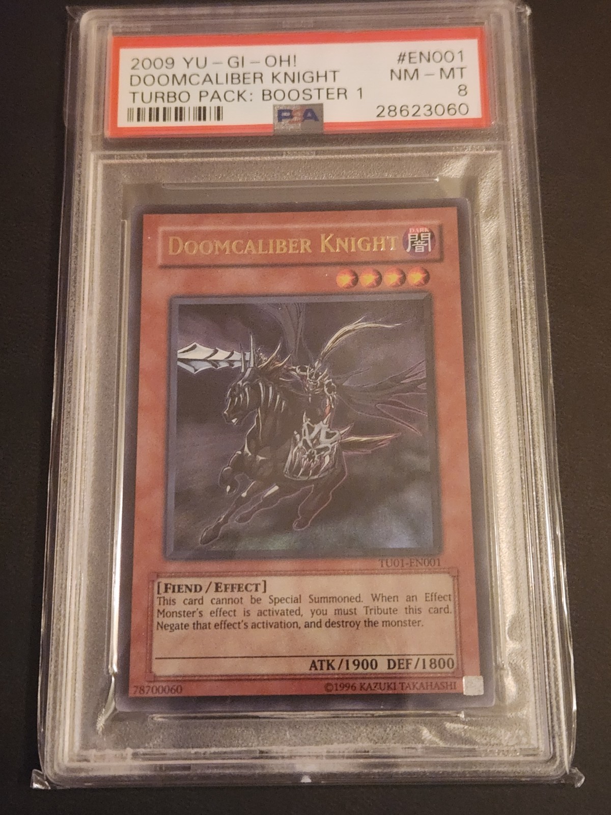 2009 Yu-Gi-Oh Turbo Pack Booster 1 #EN001 Doomcaliber Knight PSA 8 NM-MT
