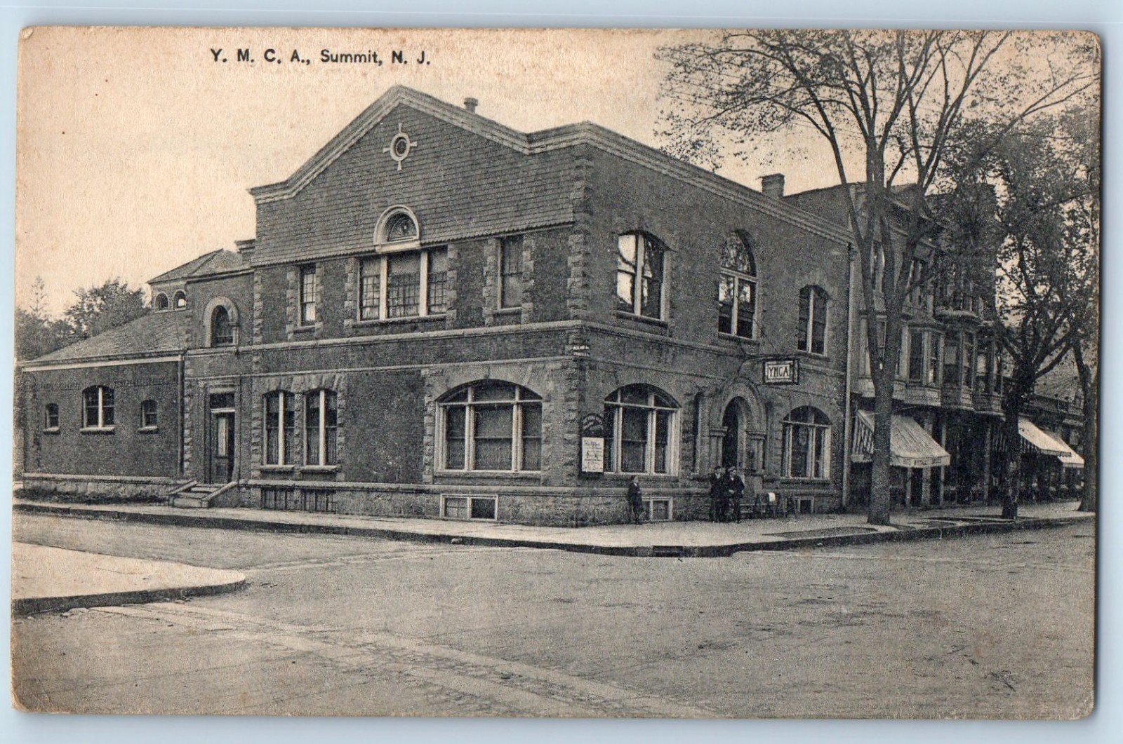 c1910 Summit New Jersey NJ Vintage Postcard Y. M. C. A. Front Building Entrance