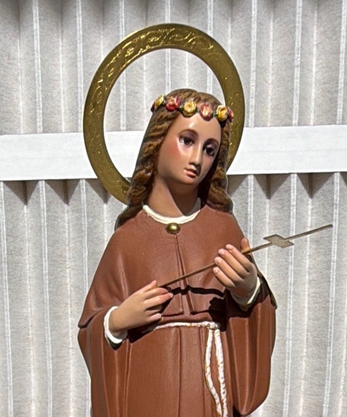 Spanish made St. Rosalia saint statue glass eyes
