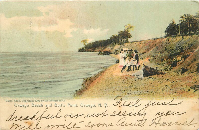 Burt\'s Point C-1905 Oswego Beach New York Rotograph Postcard undivided 20-6407