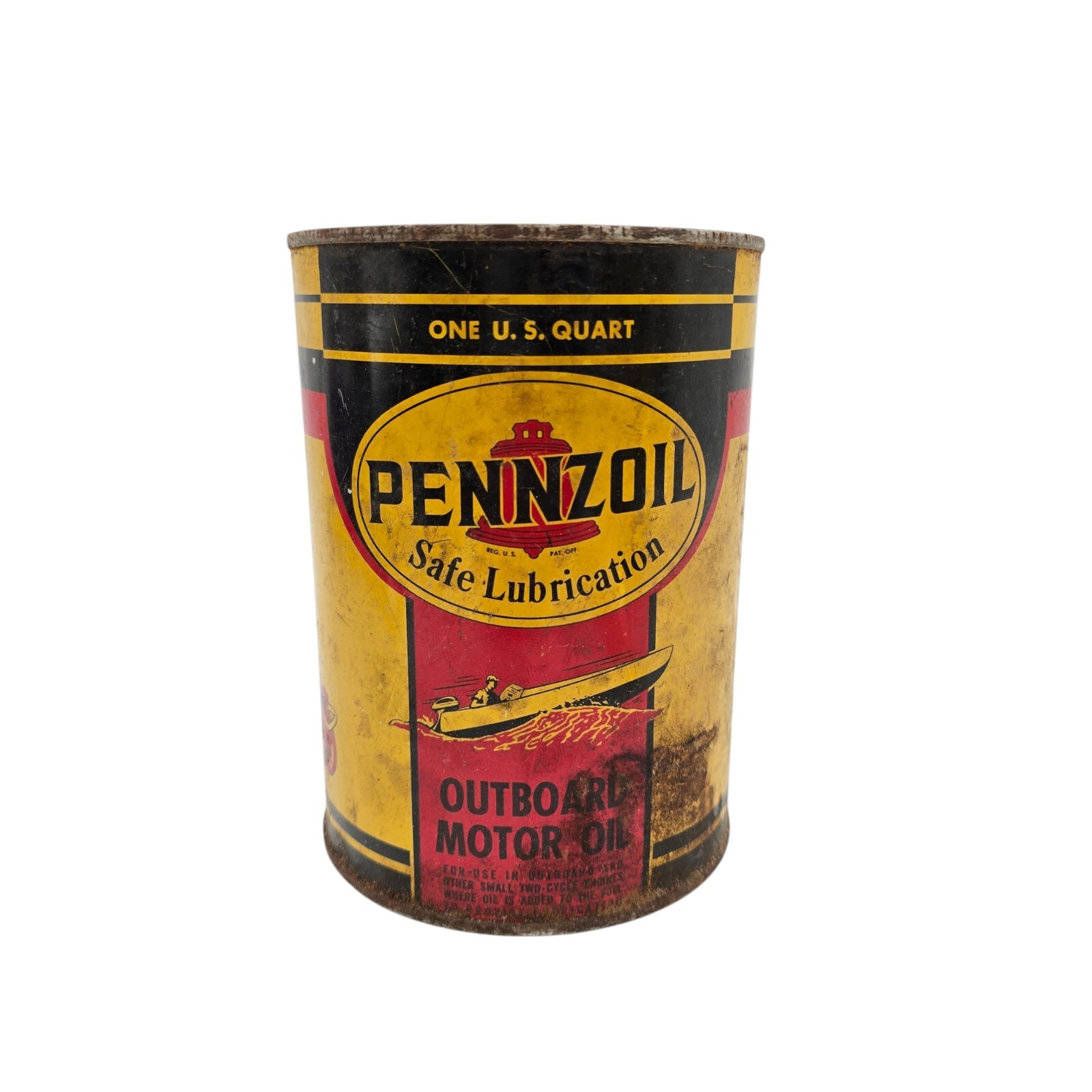 Original Vintage Pennzoil Outboard Motor Oil 1 Quart Can Tin 