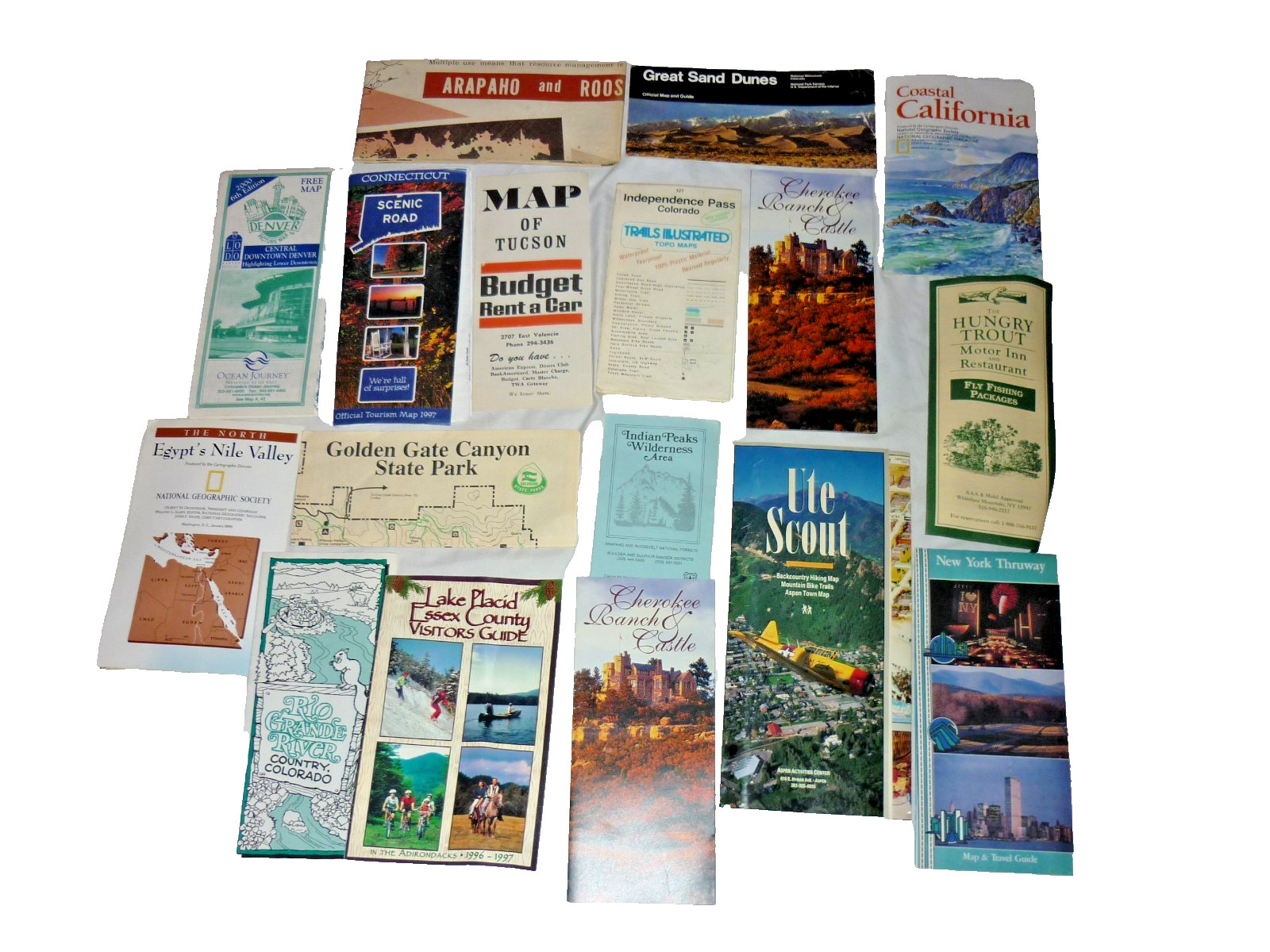 Vintage Travel Brochure & Map Lot 16pc Colorado National Parks Aspen Adirondacks