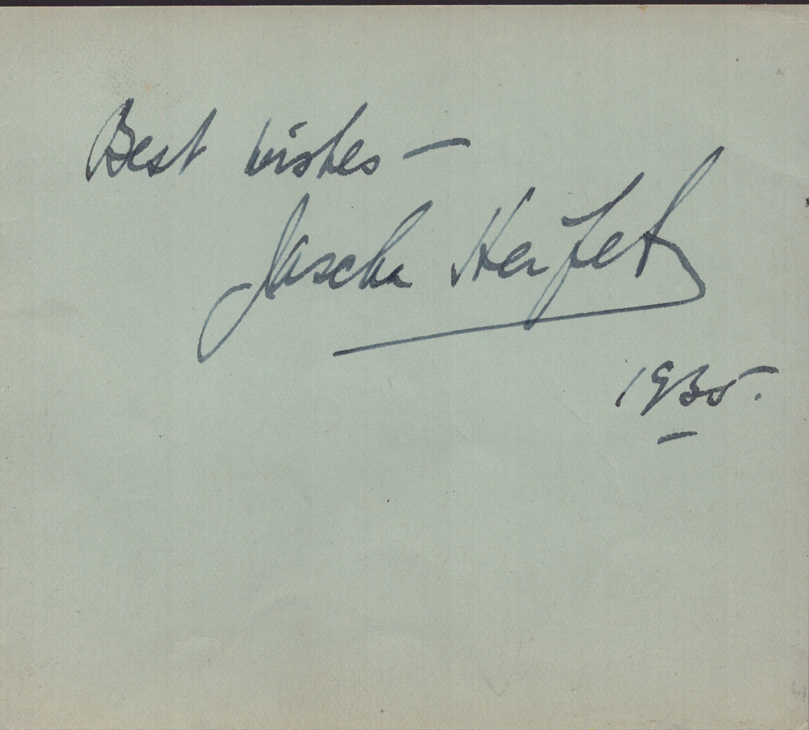 JASCHA HEIFETZ - AUTOGRAPH SENTIMENT SIGNED 1935 CO-SIGNED BY: ANIA DORFMANN