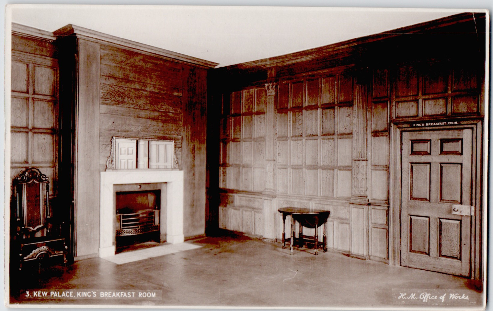 UK England Surrey Kew Palace Historic Kings Breakfast Room Paneling RPPC 1920s