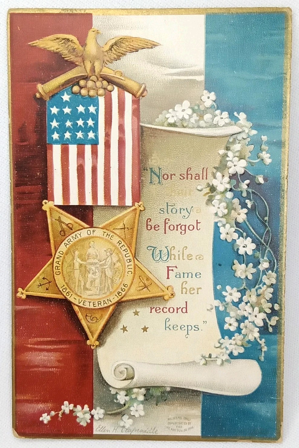 Antique 1908 Patriotic Postcard International Art Ellen Clapsaddle Unposted