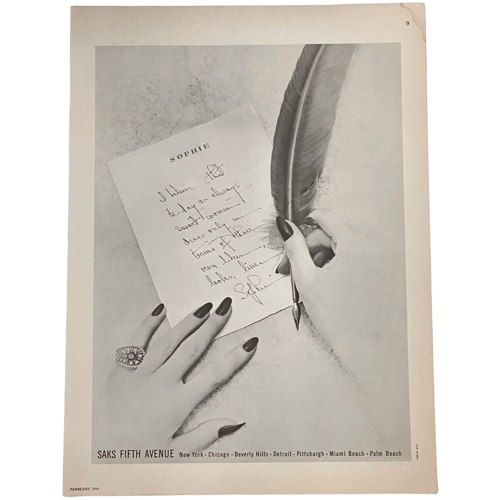 1950 Saks Fifth Avenue  Vintage Print Ad