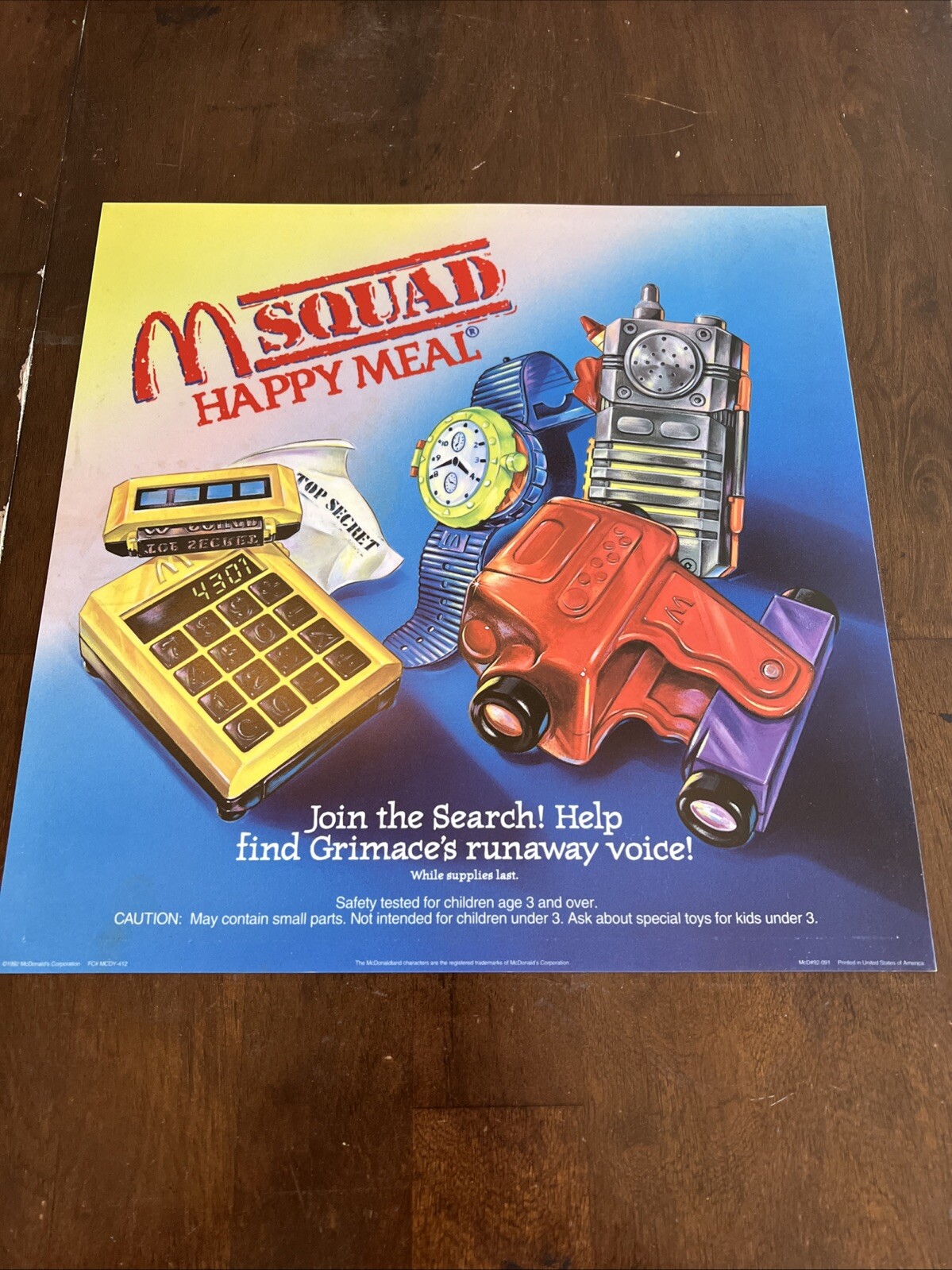 Vintage McDonald’s 1992 M SQUAD HAPPY MEAL Translite 14\