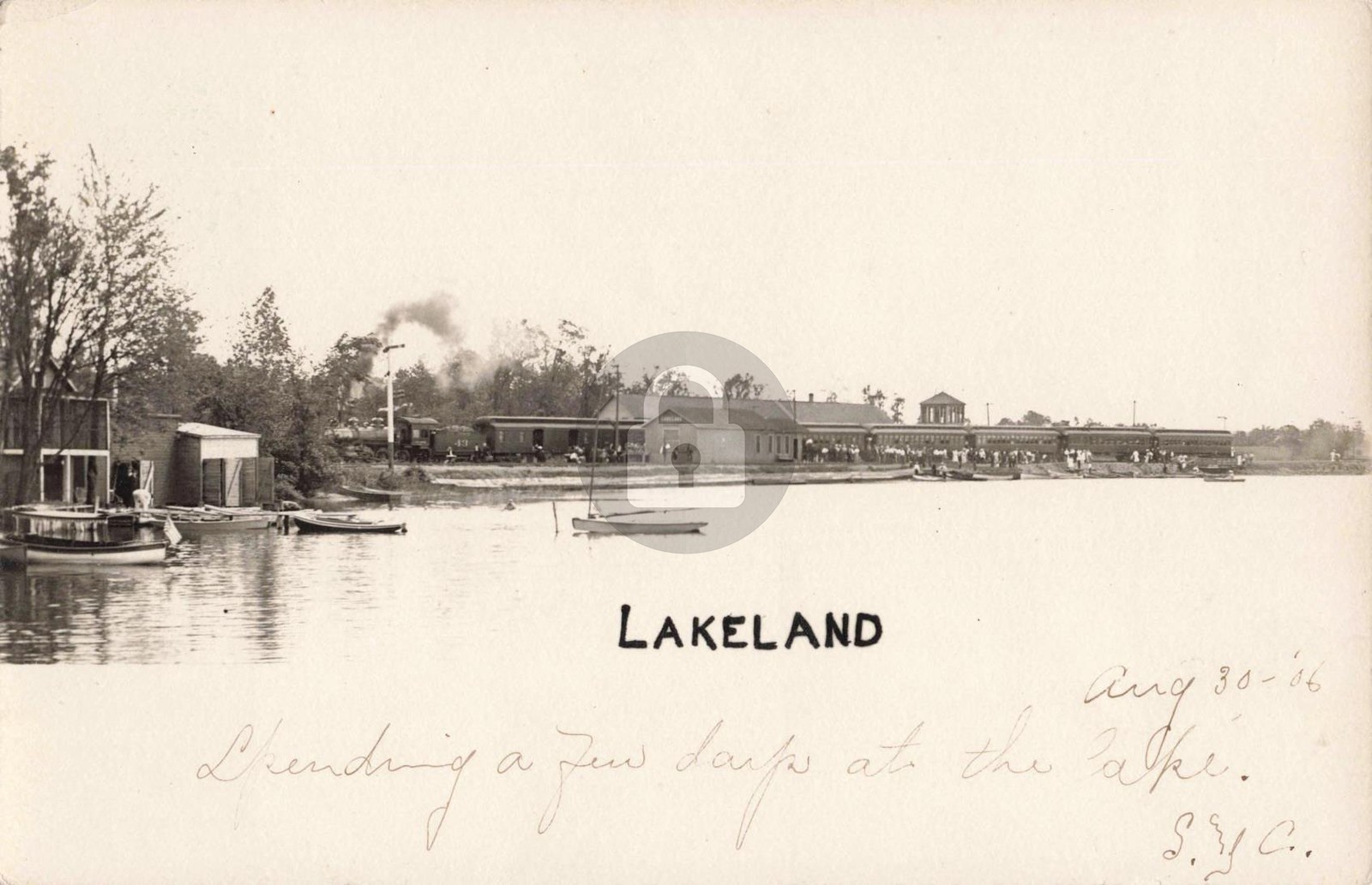 Railroad Scene, Lakeland MI Michigan 1906 RPPC Photo Postcard COPY
