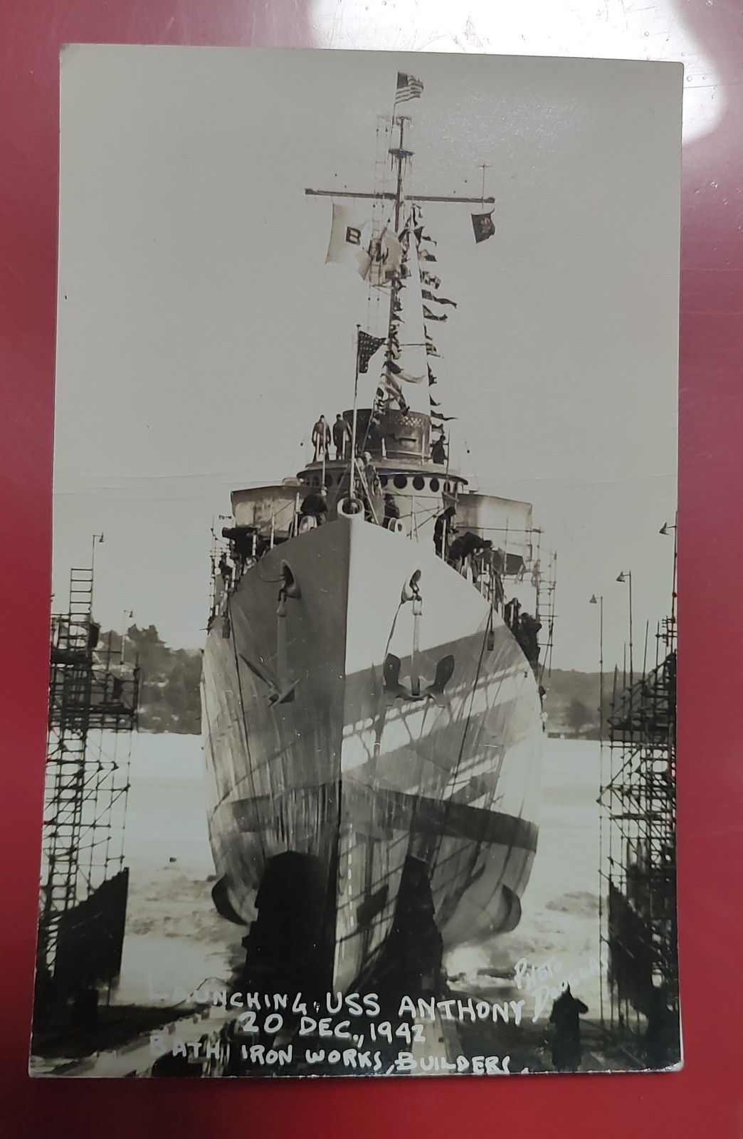 Vintage Postcard Us Navy USS Anthony WW2 has crease ..s14